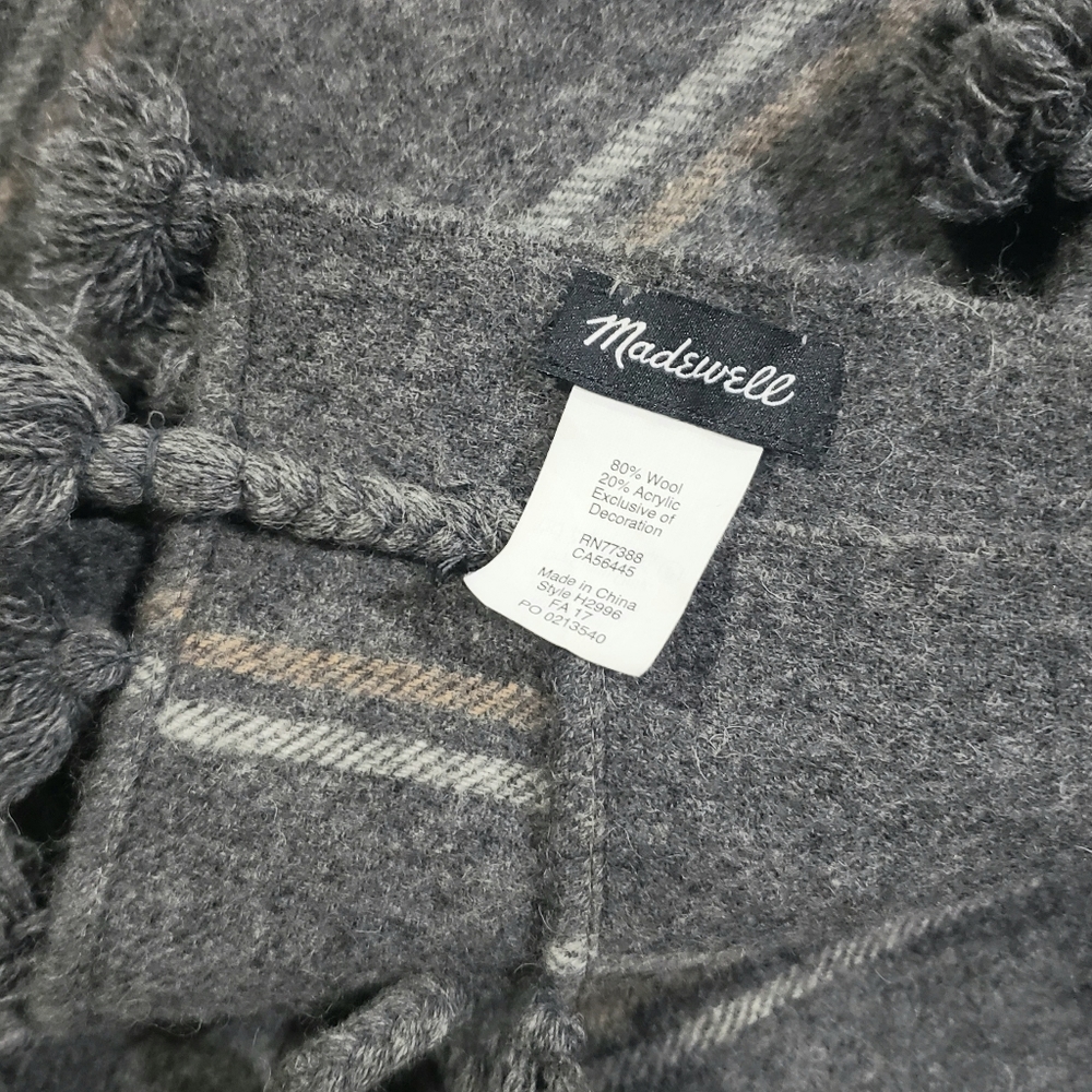 Madewell Stripe Poncho Scarf Wrap Wool Blend - Picture 2 of 3